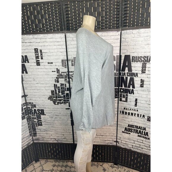 Premise XL Gray Heather Cashmere Blend Scoop Neck Long Dolman Sleeve Sweater - Picture 3 of 5